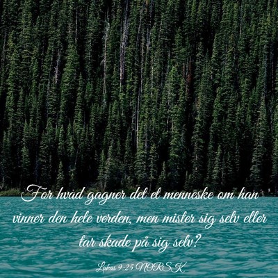 Picture 03 - Lukas 9:25 NORSK - For hvad gagner det et menneske om han vinner den - Bible Verse Picture