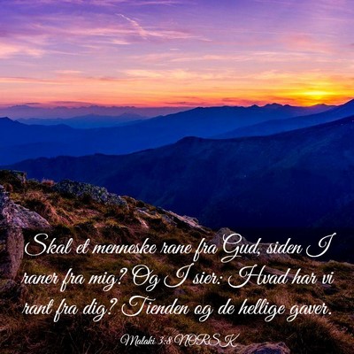 Picture 03 - Malaki 3:8 NORSK - Skal et menneske rane fra Gud, siden I raner fra - Bible Verse Picture