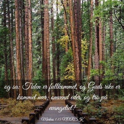 Picture 03 - Markus 1:15 NORSK - og sa: Tiden er fullkommet, og Guds rike er - Bible Verse Picture