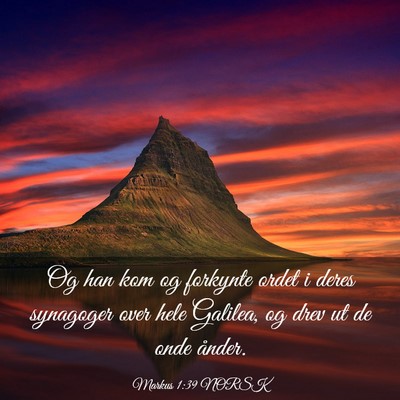 Picture 03 - Markus 1:39 NORSK - Og han kom og forkynte ordet i deres synagoger - Bible Verse Picture