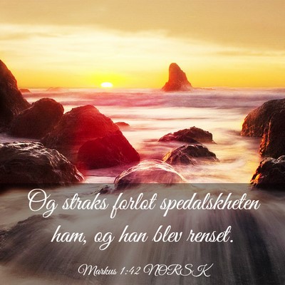 Picture 03 - Markus 1:42 NORSK - Og straks forlot spedalskheten ham, og han blev - Bible Verse Picture