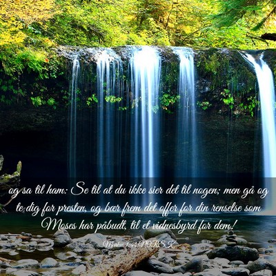 Picture 03 - Markus 1:44 NORSK - og sa til ham: Se til at du ikke sier det til - Bible Verse Picture