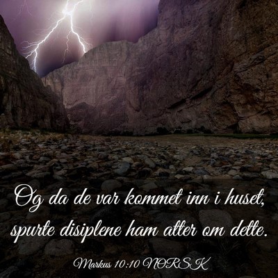 Picture 03 - Markus 10:10 NORSK - Og da de var kommet inn i huset, spurte disiplene - Bible Verse Picture