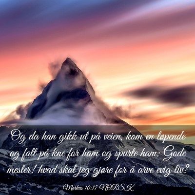 Picture 03 - Markus 10:17 NORSK - Og da han gikk ut på veien, kom en løpende og - Bible Verse Picture