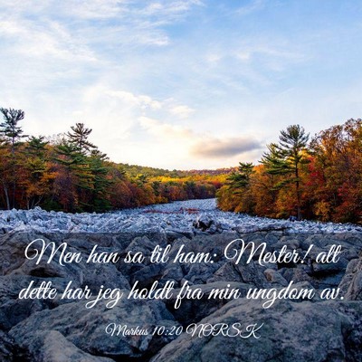 Picture 03 - Markus 10:20 NORSK - Men han sa til ham: Mester! alt dette har jeg - Bible Verse Picture