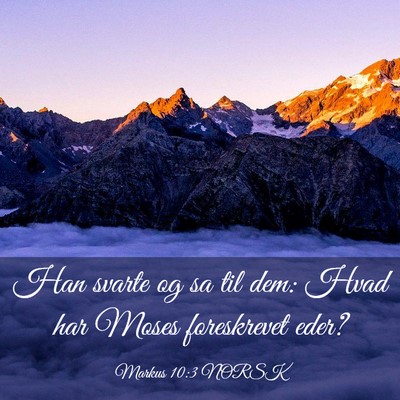 Picture 03 - Markus 10:3 NORSK - Han svarte og sa til dem: Hvad har Moses - Bible Verse Picture