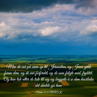 Picture 03 - Markus 10:32 NORSK - Men de var på veien op til Jerusalem, og Jesus - Bible Verse Picture