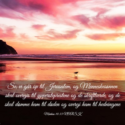 Picture 03 - Markus 10:33 NORSK - Se, vi går op til Jerusalem, og Menneskesønnen - Bible Verse Picture