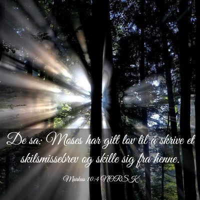 Picture 03 - Markus 10:4 NORSK - De sa: Moses har gitt lov til å skrive et - Bible Verse Picture