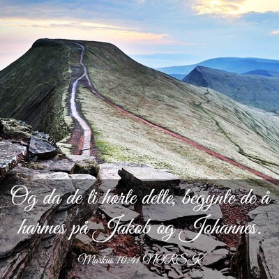 Picture 03 - Markus 10:41 NORSK - Og da de ti hørte dette, begynte de å harmes - Bible Verse Picture