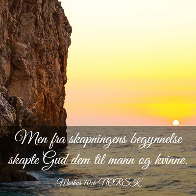Picture 03 - Markus 10:6 NORSK - Men fra skapningens begynnelse skapte Gud dem til - Bible Verse Picture