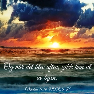 Picture 03 - Markus 11:19 NORSK - Og når det blev aften, gikk han ut av - Bible Verse Picture