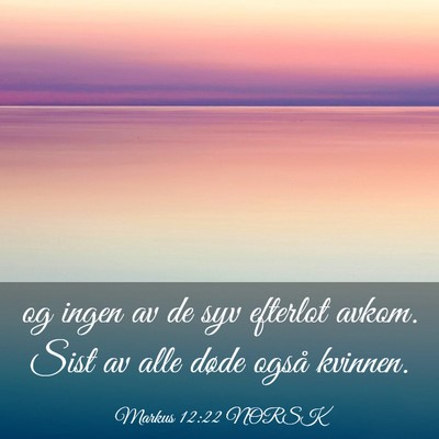 Picture 03 - Markus 12:22 NORSK - og ingen av de syv efterlot avkom. Sist av alle - Bible Verse Picture