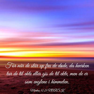 Picture 03 - Markus 12:25 NORSK - For når de står op fra de døde, da hverken tar - Bible Verse Picture