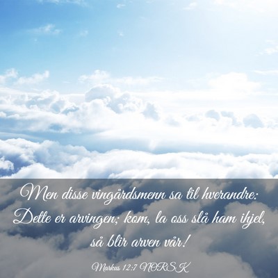 Picture 03 - Markus 12:7 NORSK - Men disse vingårdsmenn sa til hverandre: Dette - Bible Verse Picture
