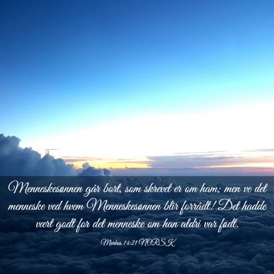 Picture 03 - Markus 14:21 NORSK - Menneskesønnen går bort, som skrevet er om ham; - Bible Verse Picture