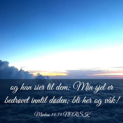 Picture 03 - Markus 14:34 NORSK - og han sier til dem: Min sjel er bedrøvet inntil - Bible Verse Picture