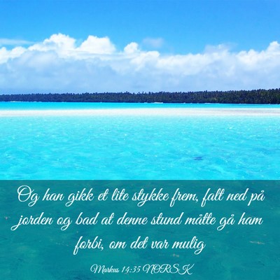 Picture 03 - Markus 14:35 NORSK - Og han gikk et lite stykke frem, falt ned på - Bible Verse Picture