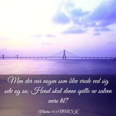Picture 03 - Markus 14:4 NORSK - Men der var nogen som blev vrede ved sig selv og - Bible Verse Picture