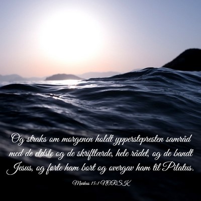 Picture 03 - Markus 15:1 NORSK - Og straks om morgenen holdt ypperstepresten - Bible Verse Picture