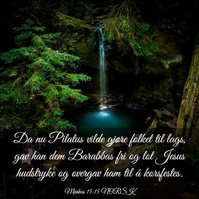 Picture 03 - Markus 15:15 NORSK - Da nu Pilatus vilde gjøre folket til lags, gav - Bible Verse Picture