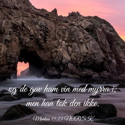 Picture 03 - Markus 15:23 NORSK - og de gav ham vin med myrra i; men han tok den - Bible Verse Picture