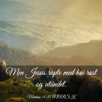 Picture 03 - Markus 15:37 NORSK - Men Jesus ropte med høi røst og - Bible Verse Picture
