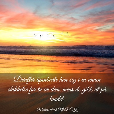 Picture 03 - Markus 16:12 NORSK - Derefter åpenbarte han sig i en annen skikkelse - Bible Verse Picture