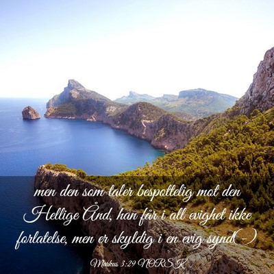 Picture 03 - Markus 3:29 NORSK - men den som taler bespottelig mot den Hellige - Bible Verse Picture