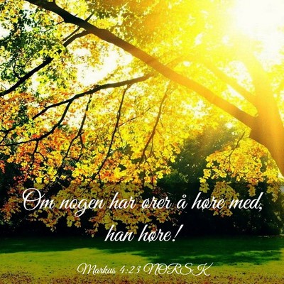 Picture 03 - Markus 4:23 NORSK - Om nogen har ører å høre med, han - Bible Verse Picture