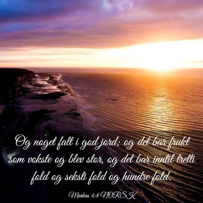 Picture 03 - Markus 4:8 NORSK - Og noget falt i god jord; og det bar frukt som - Bible Verse Picture