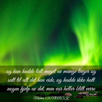 Picture 03 - Markus 5:26 NORSK - og hun hadde lidt meget av mange læger og satt - Bible Verse Picture