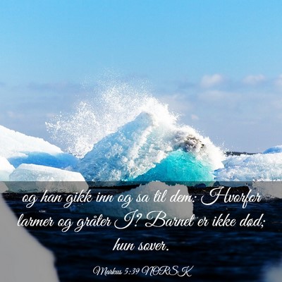 Picture 03 - Markus 5:39 NORSK - og han gikk inn og sa til dem: Hvorfor larmer og - Bible Verse Picture