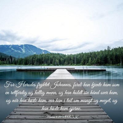 Picture 03 - Markus 6:20 NORSK - For Herodes fryktet Johannes, fordi han kjente - Bible Verse Picture