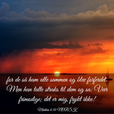 Picture 03 - Markus 6:50 NORSK - for de så ham alle sammen og blev forferdet. Men - Bible Verse Picture