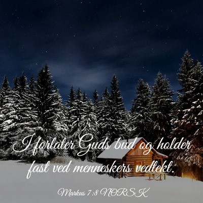Picture 03 - Markus 7:8 NORSK - I forlater Guds bud og holder fast ved menneskers - Bible Verse Picture