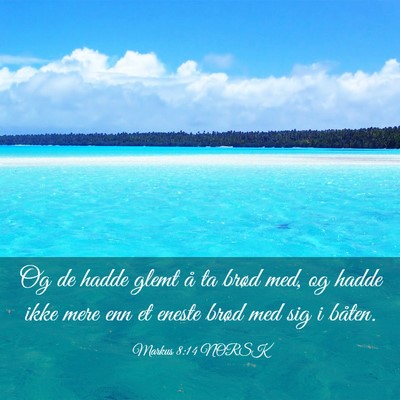 Picture 03 - Markus 8:14 NORSK - Og de hadde glemt å ta brød med, og hadde ikke - Bible Verse Picture