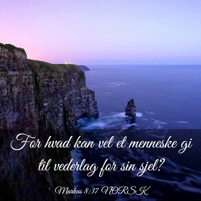 Picture 03 - Markus 8:37 NORSK - For hvad kan vel et menneske gi til vederlag for - Bible Verse Picture