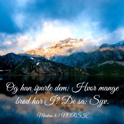 Picture 03 - Markus 8:5 NORSK - Og han spurte dem: Hvor mange brød har I? De sa: - Bible Verse Picture