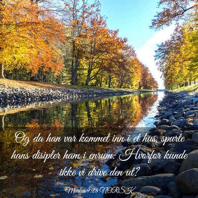 Picture 03 - Markus 9:28 NORSK - Og da han var kommet inn i et hus, spurte hans - Bible Verse Picture