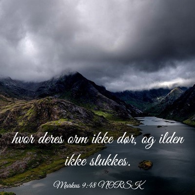 Picture 03 - Markus 9:48 NORSK - hvor deres orm ikke dør, og ilden ikke - Bible Verse Picture