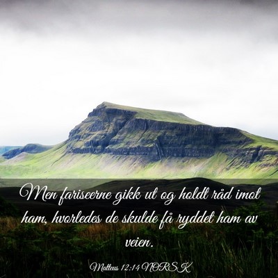 Picture 03 - Matteus 12:14 NORSK - Men fariseerne gikk ut og holdt råd imot ham, - Bible Verse Picture