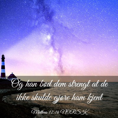 Picture 03 - Matteus 12:16 NORSK - Og han bød dem strengt at de ikke skulde gjøre - Bible Verse Picture