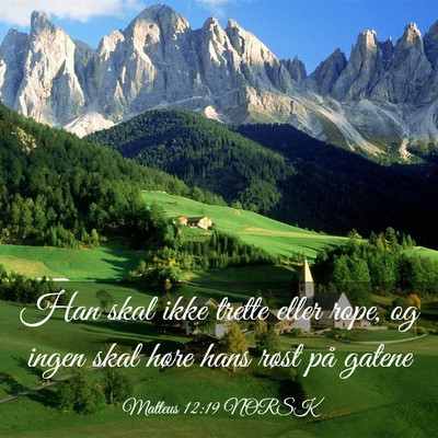 Picture 03 - Matteus 12:19 NORSK - Han skal ikke trette eller rope, og ingen skal - Bible Verse Picture