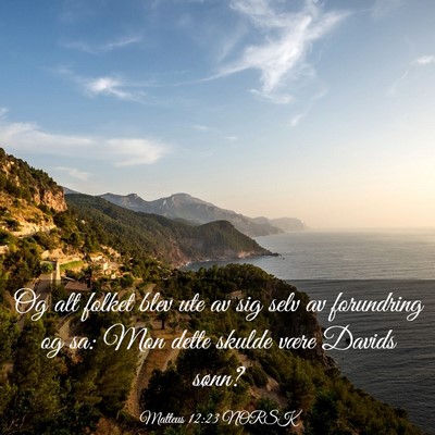 Picture 03 - Matteus 12:23 NORSK - Og alt folket blev ute av sig selv av forundring - Bible Verse Picture