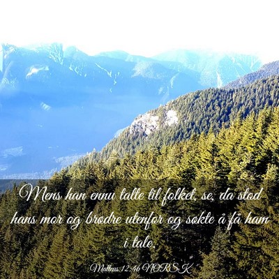 Picture 03 - Matteus 12:46 NORSK - Mens han ennu talte til folket, se, da stod hans - Bible Verse Picture