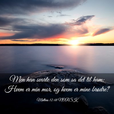 Picture 03 - Matteus 12:48 NORSK - Men han svarte den som sa det til ham: Hvem er - Bible Verse Picture