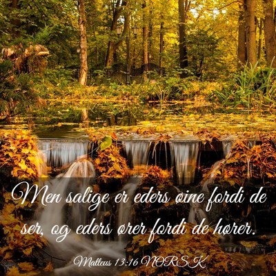 Picture 03 - Matteus 13:16 NORSK - Men salige er eders øine fordi de ser, og eders - Bible Verse Picture