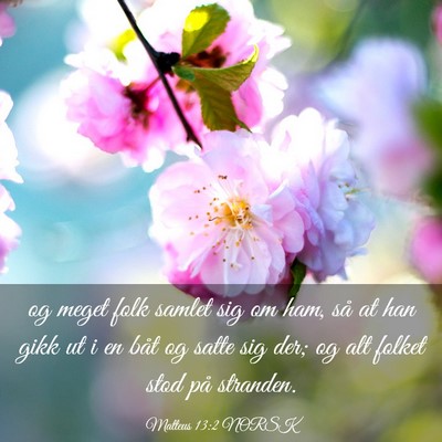 Picture 03 - Matteus 13:2 NORSK - og meget folk samlet sig om ham, så at han gikk - Bible Verse Picture
