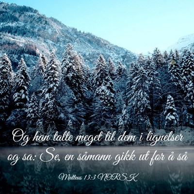 Picture 03 - Matteus 13:3 NORSK - Og han talte meget til dem i lignelser og sa: Se, - Bible Verse Picture